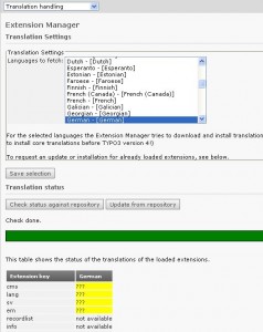 Typo3 - Installation der Sprache
