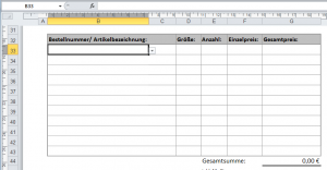 Bestellschein in Excel